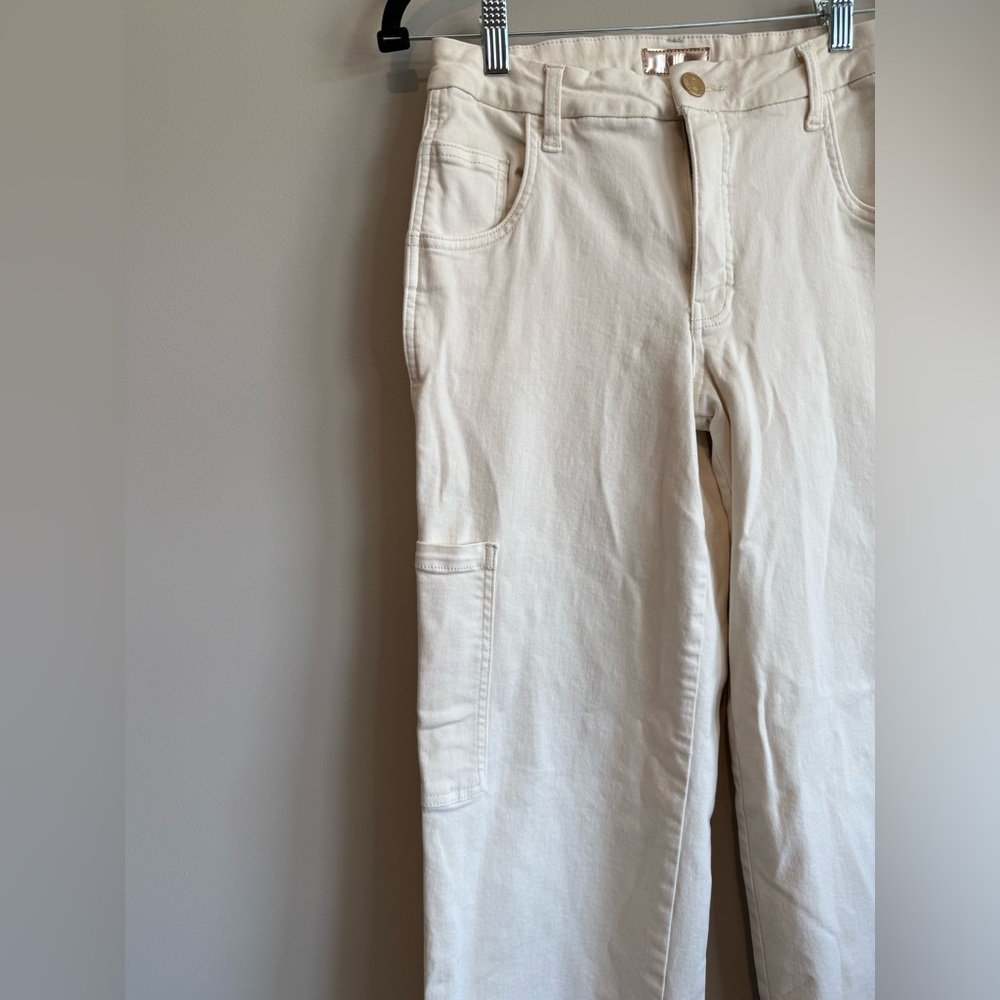 Kut from the Kloth Cream The Jodi High Rise Wide Leg Cargo Jean Size 6 - Picture 8 of 15